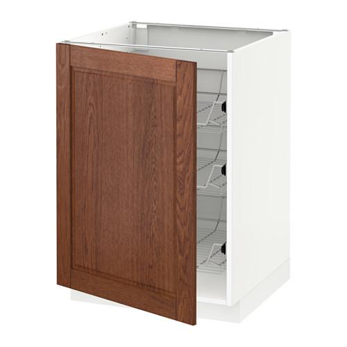 МЕТОД Напольный шкаф с проволочн ящиками - белый, Филипстад коричневый, 60x60 см