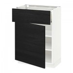 МЕТОД / ФОРВАРА Напольный шкаф с ящиком/дверью - 60x37 см, Тингсрид под дерево черный, белый