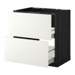 МЕТОД / МАКСИМЕРА Напольн шк п-мойку+2фрнт пнл/2 ящ - под дерево черный, Хэггеби белый, 80x60 см
