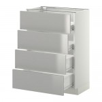 МЕТОД / ФОРВАРА Напольн шкаф 4 фронт панели/4 ящика - белый, Гревста нержавеющ сталь, 60x37 см МЕТОД / ФОРВАРА Напольн шкаф 4 фронт панели/4 ящика - белый, Гревста нержавеющ сталь, 60x37 см