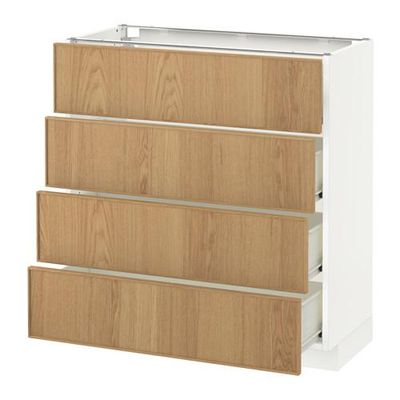 МЕТОД / ФОРВАРА Напольн шкаф 4 фронт панели/4 ящика - 80x37 см, Экестад дуб, белый МЕТОД / ФОРВАРА Напольн шкаф 4 фронт панели/4 ящика - 80x37 см, Экестад дуб, белый