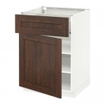 МЕТОД / ФОРВАРА Напольный шкаф с ящиком/дверью - белый, Эдсерум под дерево коричневый, 60x60 см МЕТОД / ФОРВАРА Напольный шкаф с ящиком/дверью - белый, Эдсерум под дерево коричневый, 60x60 см