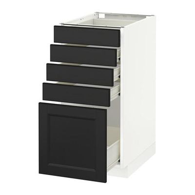 МЕТОД / ФОРВАРА Напольный шкаф с 5 ящиками - 40x60 см, Лаксарби черно-коричневый, белый МЕТОД / ФОРВАРА Напольный шкаф с 5 ящиками - 40x60 см, Лаксарби черно-коричневый, белый