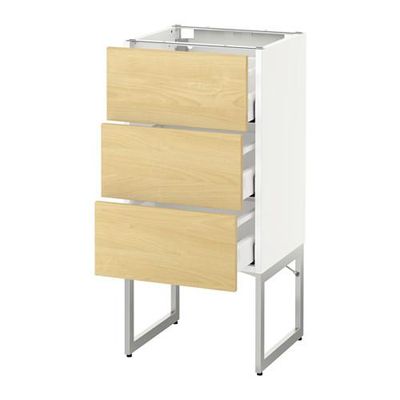 МЕТОД / МАКСИМЕРА Нплн шк 3 фрнт/3 средн ящика - 40x37x60 см, Тингсрид под березу, белый МЕТОД / МАКСИМЕРА Нплн шк 3 фрнт/3 средн ящика - 40x37x60 см, Тингсрид под березу, белый