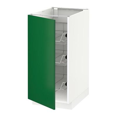 МЕТОД Напольный шкаф с проволочн ящиками - 40x60 см, Флэди зеленый, белый