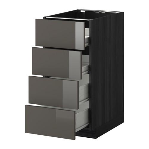 МЕТОД / ФОРВАРА Напольн шкаф 4 фронт панели/4 ящика - под дерево черный, Рингульт глянцевый серый, 40x60 см МЕТОД / ФОРВАРА Напольн шкаф 4 фронт панели/4 ящика - под дерево черный, Рингульт глянцевый серый, 40x60 см