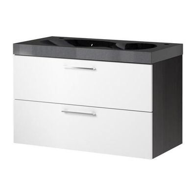 ГОДМОРГОН/БРЕДВИКЕН Шкаф для раковины с 2 ящ - черно-коричневый/белый, 100x48x65 см ГОДМОРГОН/БРЕДВИКЕН Шкаф для раковины с 2 ящ - черно-коричневый/белый, 100x48x65 см