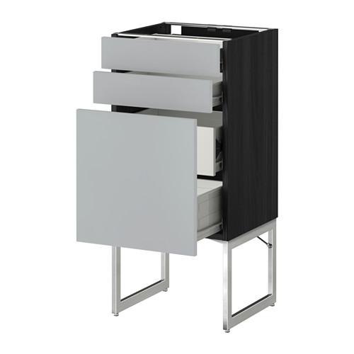 МЕТОД / ФОРВАРА Напольн шкаф 3фронт пнл/2низ/2ср ящ - 40x37x60 см, Веддинге серый, под дерево черный МЕТОД / ФОРВАРА Напольн шкаф 3фронт пнл/2низ/2ср ящ - 40x37x60 см, Веддинге серый, под дерево черный