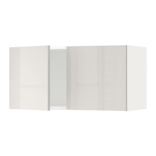 МЕТОД Навесной шкаф с 2 дверями - белый, Рингульт глянцевый светло-серый МЕТОД Навесной шкаф с 2 дверями - белый, Рингульт глянцевый светло-серый