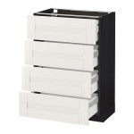 МЕТОД / МАКСИМЕРА Напольн шкаф 4 фронт панели/4 ящика - под дерево черный, Сэведаль белый, 60x37 см МЕТОД / МАКСИМЕРА Напольн шкаф 4 фронт панели/4 ящика - под дерево черный, Сэведаль белый, 60x37 см