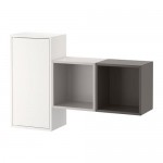 ЭКЕТ Комбинация настенных шкафов - белый/темно-серый/светло-серый