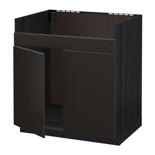 МЕТОД Напольн шкаф д двойн мойки ДУМШЁ - под дерево черный, Кунгсбакка антрацит