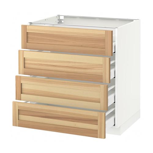 МЕТОД / МАКСИМЕРА Напольн шкаф 4 фронт панели/4 ящика - белый, Торхэмн естественный ясень, 80x60 см МЕТОД / МАКСИМЕРА Напольн шкаф 4 фронт панели/4 ящика - белый, Торхэмн естественный ясень, 80x60 см