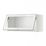 МЕТОД Гориз навесн шкаф со стекл дверью - белый, Ютис матовое стекло/алюминий, 80x40 см