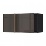 МЕТОД Шкаф навесной угловой - под дерево черный, Рингульт глянцевый серый