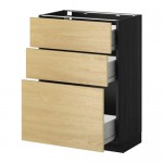 МЕТОД / ФОРВАРА Нплн шк 3 фрнт/3 средн ящика - под дерево черный, Тингсрид под березу, 60x37 см