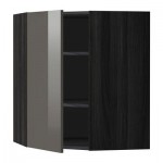 МЕТОД Угловой навесной шкаф с полками - 68x80 см, Рингульт глянцевый серый, под дерево черный МЕТОД Угловой навесной шкаф с полками - 68x80 см, Рингульт глянцевый серый, под дерево черный