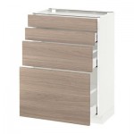 МЕТОД / МАКСИМЕРА Напольн шкаф 4 фронт панели/4 ящика - 60x37 см, Брокхульт под грецкий орех светло-серый, белый МЕТОД / МАКСИМЕРА Напольн шкаф 4 фронт панели/4 ящика - 60x37 см, Брокхульт под грецкий орех светло-серый, белый