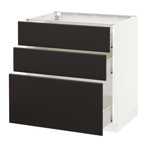 МЕТОД / ФОРВАРА Напольный шкаф с 3 ящиками - белый, Кунгсбакка антрацит, 80x60 см МЕТОД / ФОРВАРА Напольный шкаф с 3 ящиками - белый, Кунгсбакка антрацит, 80x60 см