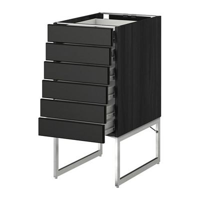 МЕТОД / ФОРВАРА Напольн шкаф 6фронт пнл/6 низ ящ - 40x60x60 см, Лаксарби черно-коричневый, под дерево черный