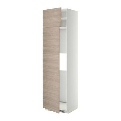 МЕТОД Выс шкаф д/холодильн или морозильн - 60x60x220 см, Брокхульт под грецкий орех светло-серый, белый