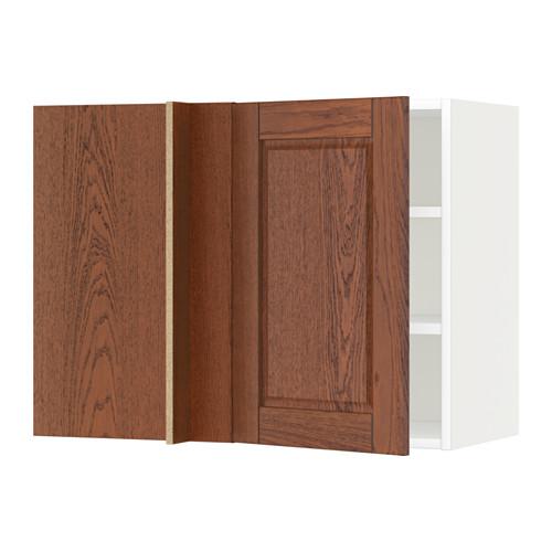 МЕТОД Угловой навесной шкаф с полками - белый, Филипстад коричневый, 88x37x60 см