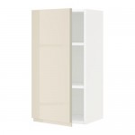 МЕТОД Шкаф навесной с полкой - белый, Воксторп глянцевый светло-бежевый, 40x80 см МЕТОД Шкаф навесной с полкой - белый, Воксторп глянцевый светло-бежевый, 40x80 см