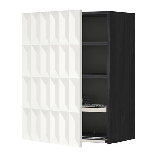 METOD шкаф навесной с сушкой черный/Гэррестад белый 60x80 см
