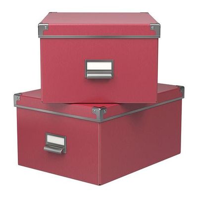 КАССЕТ Коробка с крышкой - темно-розовый, 27x35x18 см