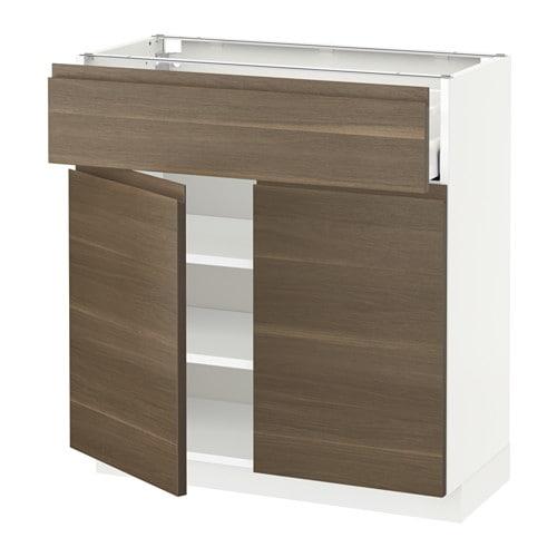 МЕТОД / МАКСИМЕРА Напольный шкаф+ящик/2дверцы - белый, Воксторп под грецкий орех, 80x37 см МЕТОД / МАКСИМЕРА Напольный шкаф+ящик/2дверцы - белый, Воксторп под грецкий орех, 80x37 см