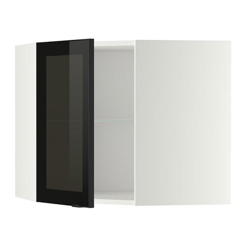 МЕТОД Углов навесн шк с полками/сткл дв - белый, Ютис дымчатое стекло/черный, 68x60 см МЕТОД Углов навесн шк с полками/сткл дв - белый, Ютис дымчатое стекло/черный, 68x60 см