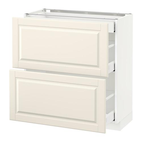 МЕТОД / МАКСИМЕРА Напольный шкаф/2фасада/3ящика - белый, Будбин белый с оттенком, 80x37 см