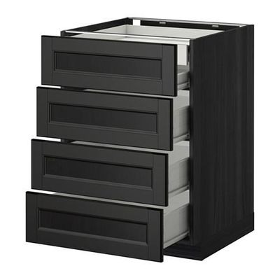 МЕТОД / ФОРВАРА Нплн шк 4фрнт/2нзк/3срд ящ - 60x60 см, Лаксарби черно-коричневый, под дерево черный МЕТОД / ФОРВАРА Нплн шк 4фрнт/2нзк/3срд ящ - 60x60 см, Лаксарби черно-коричневый, под дерево черный