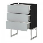 МЕТОД / ФОРВАРА Напольн шкаф 3фронт пнл/2низ/2ср ящ - 60x37x60 см, Веддинге серый, под дерево черный МЕТОД / ФОРВАРА Напольн шкаф 3фронт пнл/2низ/2ср ящ - 60x37x60 см, Веддинге серый, под дерево черный