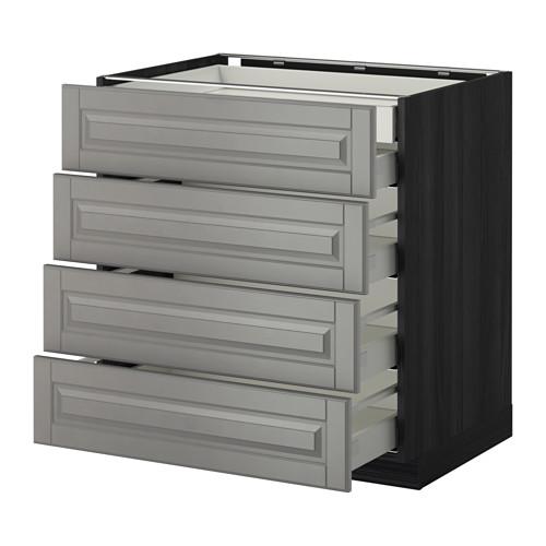 МЕТОД / МАКСИМЕРА Нплн шк 4фрнт/2нзк/3срд ящ - под дерево черный, Будбин серый, 80x60 см