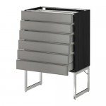МЕТОД / МАКСИМЕРА Напольн шкаф 6фронт пнл/6 низ ящ - под дерево черный, Будбин серый, 60x37x60 см