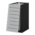 МЕТОД / ФОРВАРА Наполн шкаф 8 фронт/8 низк ящиков - 40x60 см, Веддинге серый, под дерево черный