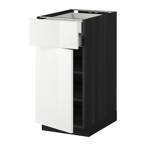 МЕТОД / МАКСИМЕРА Напольн шкаф двр/фр пнл/плк/2низ ящ - под дерево черный, Рингульт глянцевый белый, 40x60 см МЕТОД / МАКСИМЕРА Напольн шкаф двр/фр пнл/плк/2низ ящ - под дерево черный, Рингульт глянцевый белый, 40x60 см