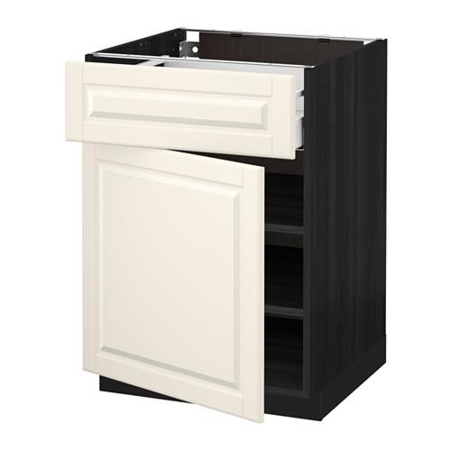 МЕТОД / МАКСИМЕРА Напольный шкаф с ящиком/дверью - под дерево черный, Будбин белый с оттенком, 60x60 см МЕТОД / МАКСИМЕРА Напольный шкаф с ящиком/дверью - под дерево черный, Будбин белый с оттенком, 60x60 см