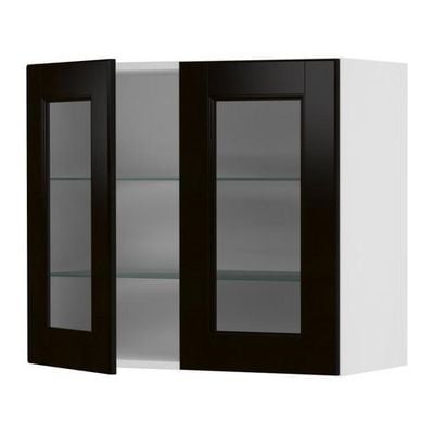 ФАКТУМ Навесной шкаф с 2 стеклянн дверями - Рамшё черно-коричневый, 80x70 см