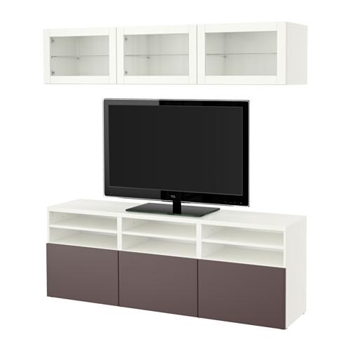 БЕСТО Шкаф для ТВ, комбин/стеклян дверцы - белый/Вальвикен темно-коричневый, прозрачное стекло, направляющие ящика,нажимные БЕСТО Шкаф для ТВ, комбин/стеклян дверцы - белый/Вальвикен темно-коричневый, прозрачное стекло, направляющие ящика,нажимные