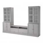 ХАВСТА Шкаф для ТВ, комбин/стеклян дверцы - серый