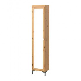 СИЛВЕРОН Высокий шкаф с зеркальной дверцей - светло-коричневый