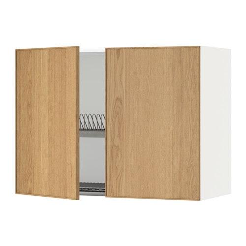 МЕТОД Навесной шкаф с посуд суш/2 дврц - белый, Экестад дуб, 80x60 см МЕТОД Навесной шкаф с посуд суш/2 дврц - белый, Экестад дуб, 80x60 см