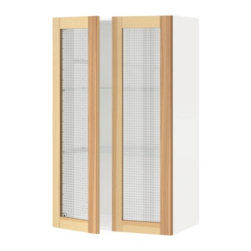 МЕТОД Навесной шкаф с полками/2 стекл дв - белый, Торхэмн естественный ясень, 60x100 см МЕТОД Навесной шкаф с полками/2 стекл дв - белый, Торхэмн естественный ясень, 60x100 см