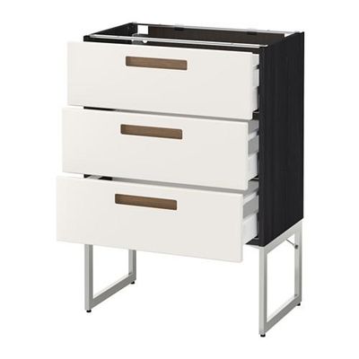 МЕТОД / МАКСИМЕРА Нплн шк 3 фрнт/3 средн ящика - 60x37x60 см, Мэрста белый, под дерево черный МЕТОД / МАКСИМЕРА Нплн шк 3 фрнт/3 средн ящика - 60x37x60 см, Мэрста белый, под дерево черный