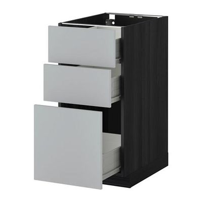 МЕТОД / ФОРВАРА Напольный шкаф с 3 ящиками - 40x60 см, Веддинге серый, под дерево черный
