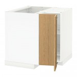 МЕТОД Угл напольн шкаф с вращающ секц - белый, Экестад дуб МЕТОД Угл напольн шкаф с вращающ секц - белый, Экестад дуб