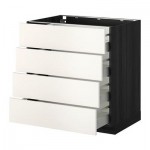 МЕТОД / МАКСИМЕРА Напольн шкаф 4 фронт панели/4 ящика - 80x60 см, Веддинге белый, под дерево черный МЕТОД / МАКСИМЕРА Напольн шкаф 4 фронт панели/4 ящика - 80x60 см, Веддинге белый, под дерево черный