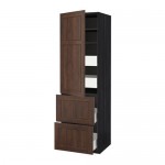 МЕТОД / ФОРВАРА Высокий шкаф+полки/4 ящика/2дверцы - под дерево черный, Эдсерум под дерево коричневый